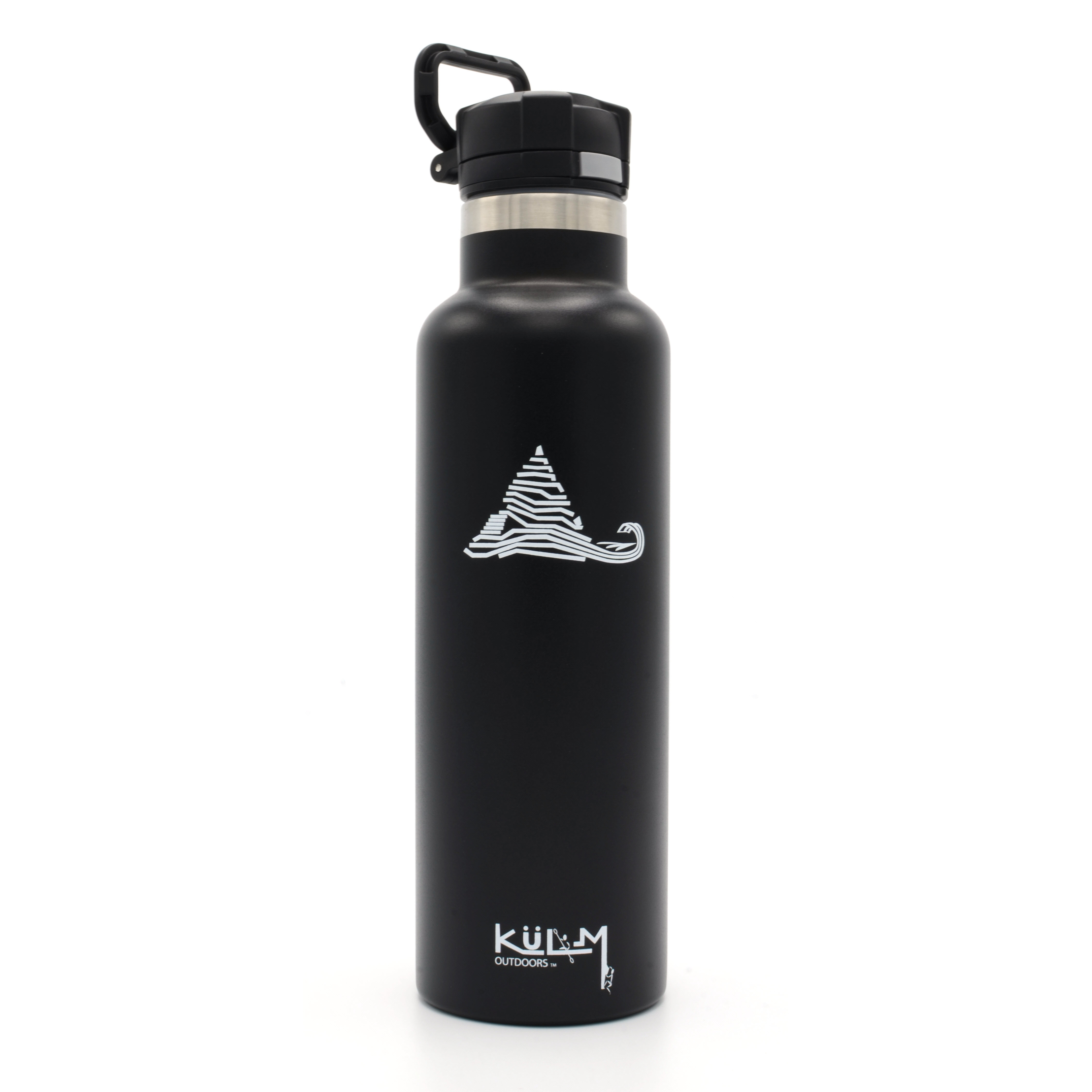 Black KuLM Outdoors Cup-Holder Friendly 20oz Vacuum Insulated Water Bottle with Flip Spout Lid