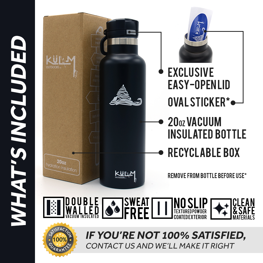 20oz Vacuum Insulated Stainless Steel Water Bottle with Flip Lid – KüLM  Outdoors